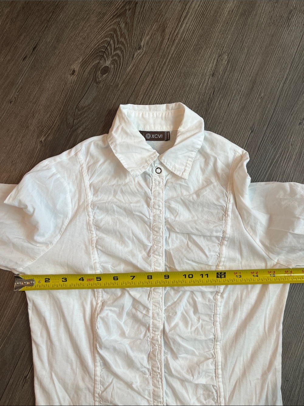XCVI White Ruffled Button-Down Shirt - Picture 2 of 4